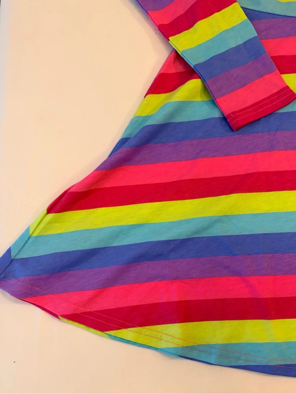 The Children’s Place Bright Rainbow Striped Long Sleeve Skater A-line Dress XL - Picture 6 of 14